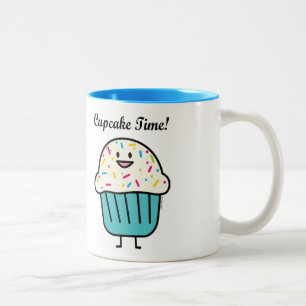 Cupcake Time with sprinkles sweet dessert fondant Two-Tone Coffee Mug