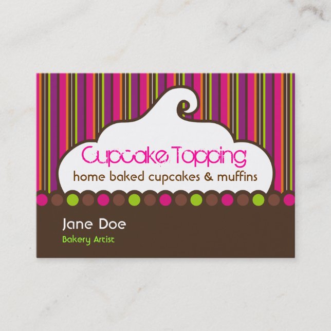 Cupcake Topping Retro Business Cards (Front)