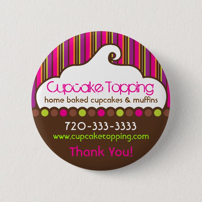 Cupcake Topping Retro Pinback Button (Front)