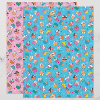 Cupcake toss print craft paper, two colour ways