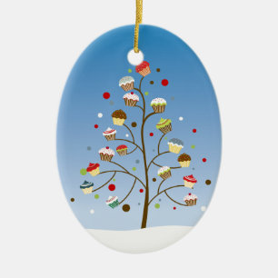Cupcake Tree Holiday Ceramic Tree Decoration