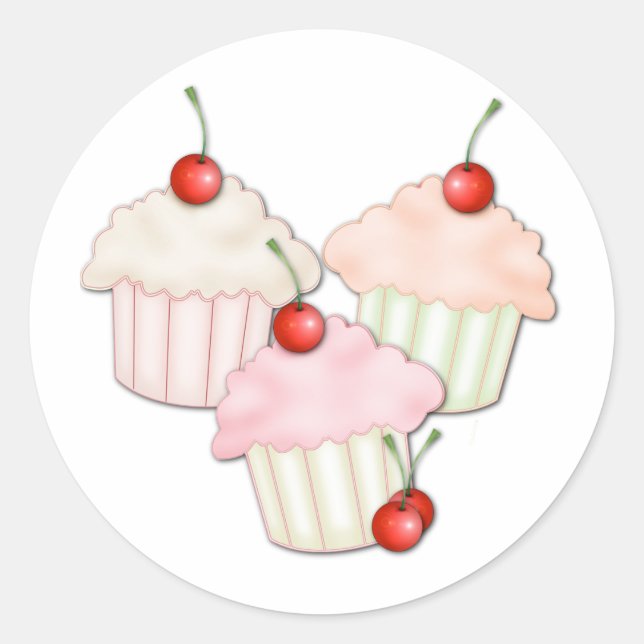 Cupcake Trio Classic Round Sticker (Front)
