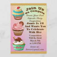 Cupcake Wars Bake Off Birthday Aurora Multi Invite