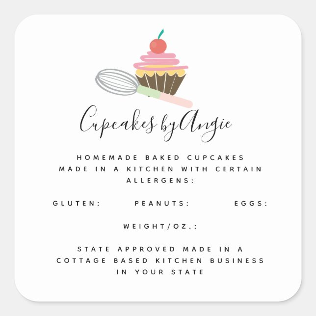 Cupcake Whisk Food Business    Square Sticker (Front)