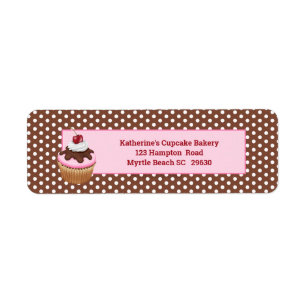Cupcake with Cherry Bakery Return Label Return Address Label