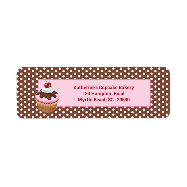 Cupcake with Cherry Bakery Return Label Return Address Label (Front)