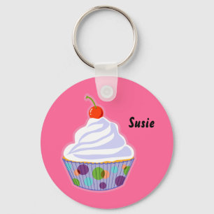 Cupcake with cherry key ring