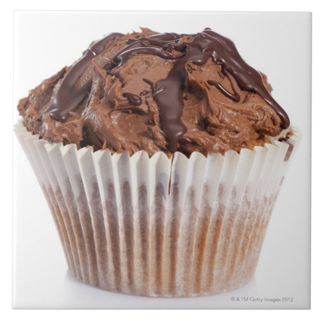Cupcake with chocolate icing ceramic tile (Front)
