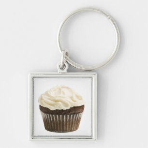 Cupcake with chocolate icing, studio shot 2 key ring