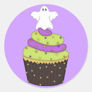 Cupcake with Ghost on Top Classic Round Sticker