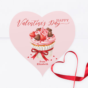 Cupcake with Heart Chocolates Valentine's Day Sticker
