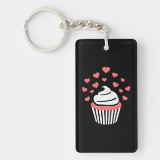 Cupcake with hearts key ring
