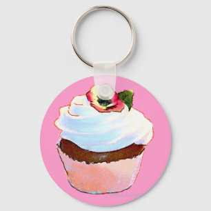 Cupcake with Pansy Art Design Key Chain