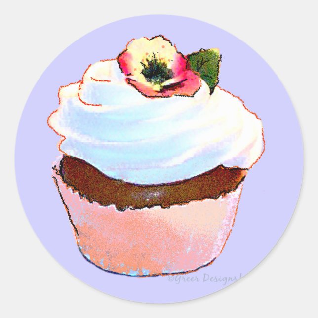 Cupcake with Pansy Art Design Stickers (Front)