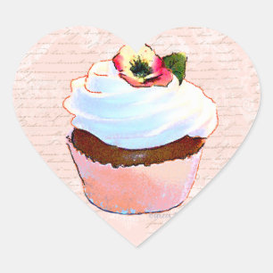 Cupcake with Pansy Art Design Stickers