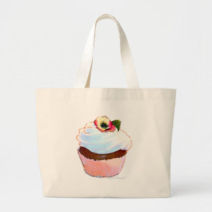 Cupcake with Pansy Art Design Tote Bag