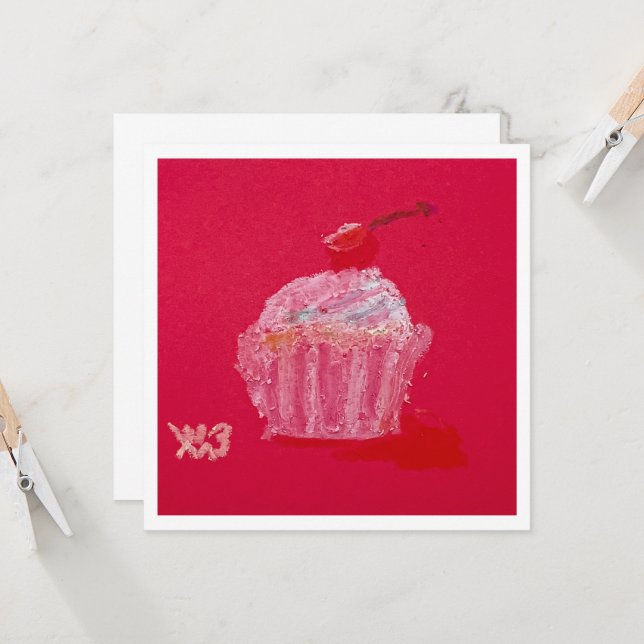 Cupcake with strawberry Frosting Card (Front/Back In Situ)