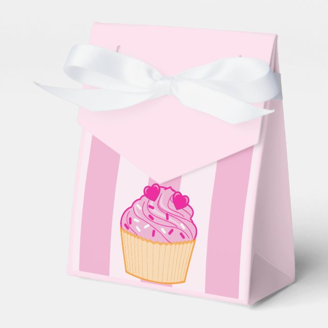 Cupcake with Two Hearts Bridal Shower Goody Box (Front Side)