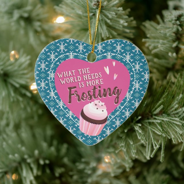 Cupcake world needs more frosting bakery Christmas Ceramic Ornament (Tree)