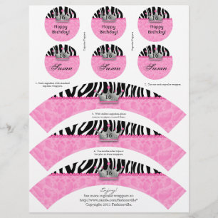 Cupcake Wrappers Princess Crown Zebra w/ Toppers