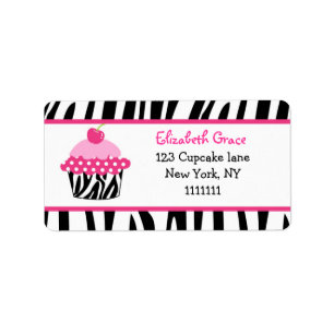 Cupcake Zebra Print Return Address Labels