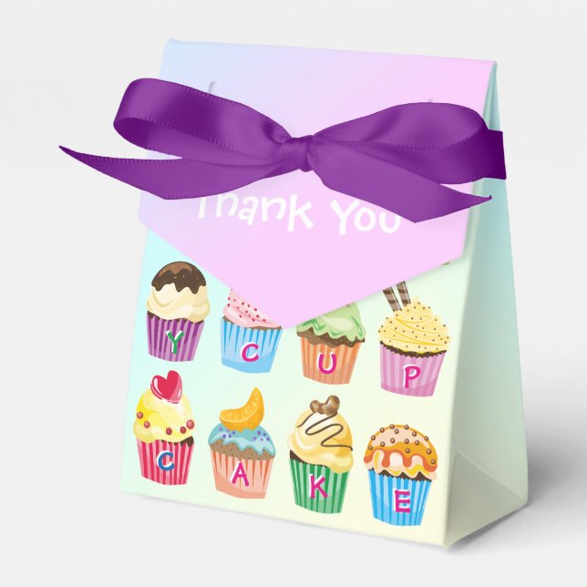 Cupcakes Add Your Name Monogram Delicious Treats Favour Box (Front Side)