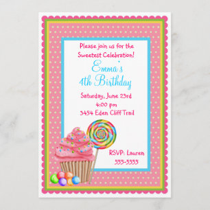 Cupcakes and Candy Birthday Invitations