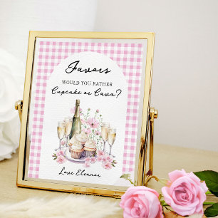 Cupcakes and Champagne Bridal Shower Favour Table Poster