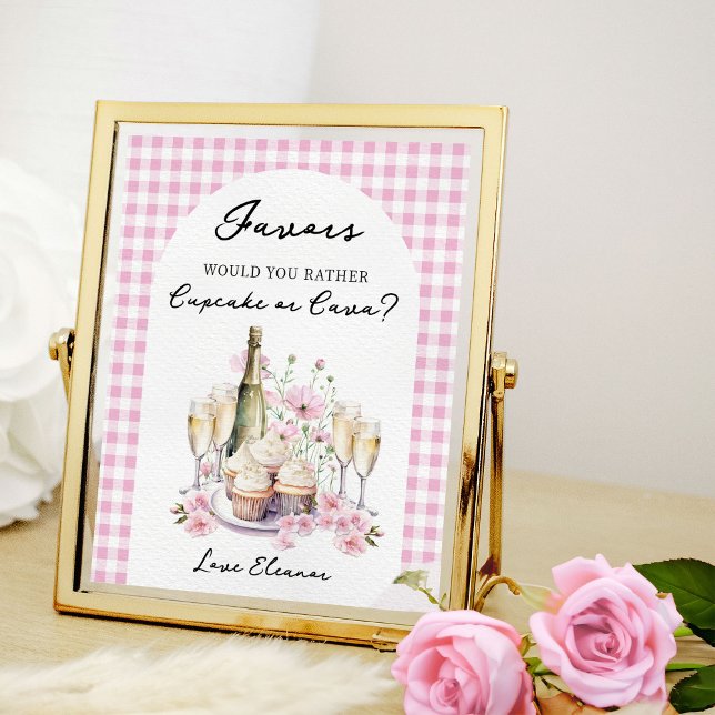 Cupcakes and Champagne Bridal Shower Favour Table Poster (Favors table sign from Cupcakes and Cava Bridal Shower Collection by Darling & May)