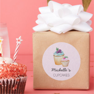 CupCakes And Fruits Watercolor Classic Round Sticker