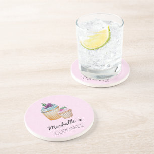 CupCakes And Fruits Watercolor Coaster