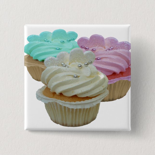 Cupcakes and Hearts 15 Cm Square Badge (Front)