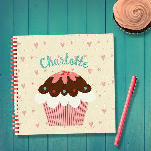 Cupcakes and Hearts Personalised  Notebook