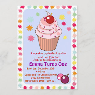 cupcakes and sprinkles birthday party invitation