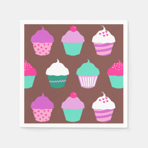 Cupcakes birthday cocktail napkin