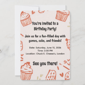 Cupcakes Birthday Girly Invitation Sweet Party