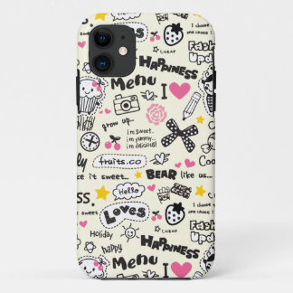 Cupcakes, bows, hearts, girly girl pattern. iPhone 11 case
