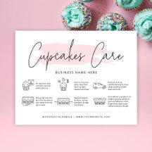 Cupcakes Care Instructions Bakery Guide Feminine