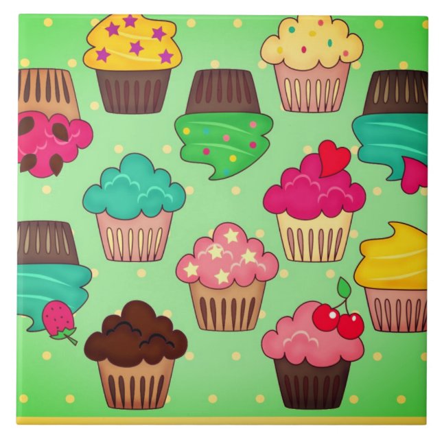 Cupcakes Ceramic Tile (Front)