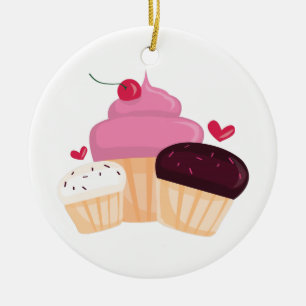 Cupcakes Ceramic Tree Decoration