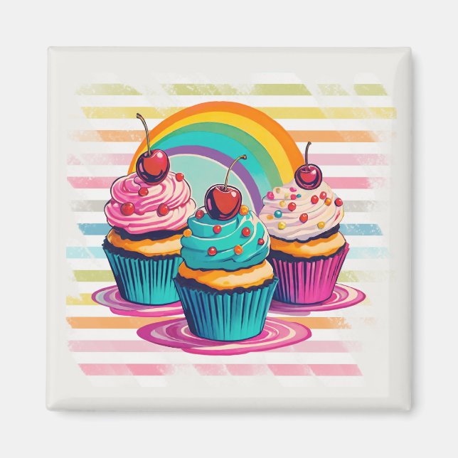 Cupcakes, Cherries, and Rainbows Magnet (Front)