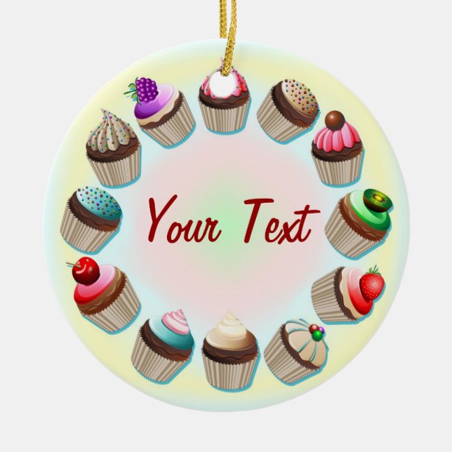 Cupcakes Colourful Circle Ornament (Front)