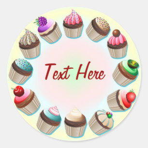 Cupcakes Colourful Circle Sticker