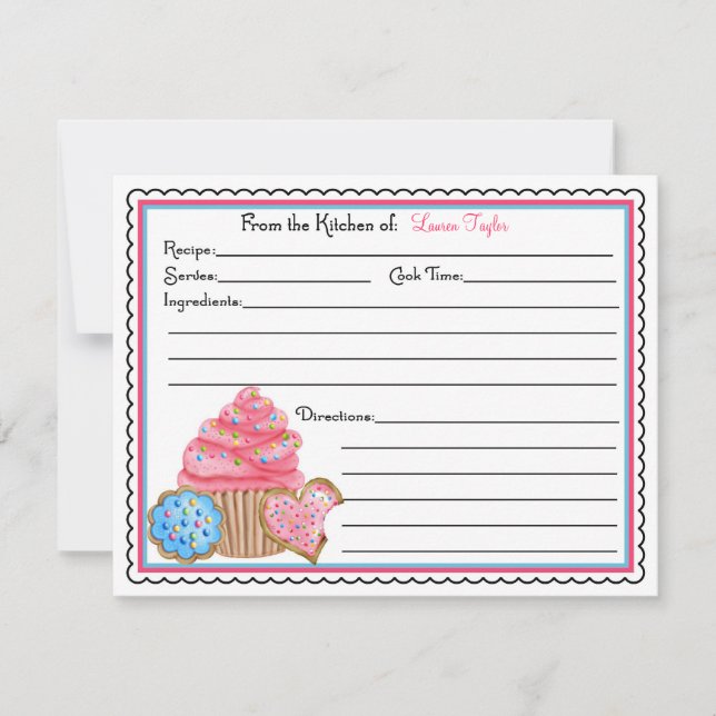 Cupcakes & Cookies Baking Cooking Recipe Cards (Front)