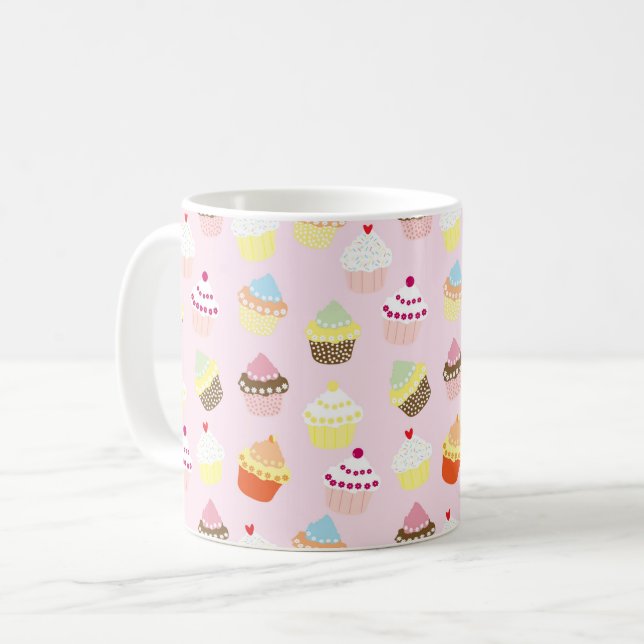 CUPCAKES FOOD PINK PATTERN COFFEE MUG (Front Left)