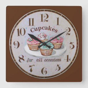 Cupcakes for all Occasions Square Wall Clock