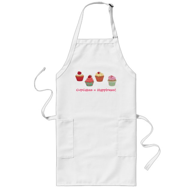 CupCakes = Happiness! Long Apron (Front)