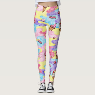 Cupcakes Ice Cream Cones Candies Camo Leggings