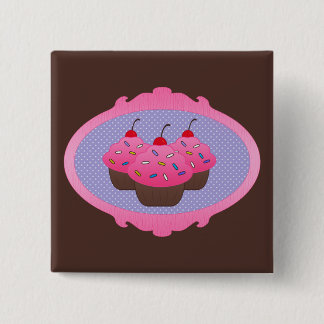 Cupcakes in a Frame 15 Cm Square Badge