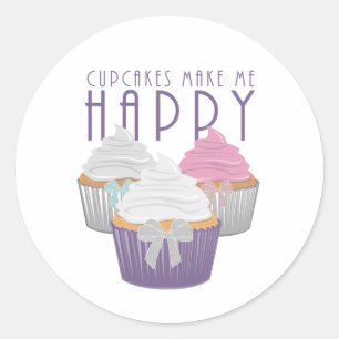 Cupcakes Make Me Happy Classic Round Sticker